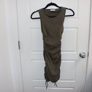 Good American Olive Green Sleeveless Ruched Mini Dress Size 1